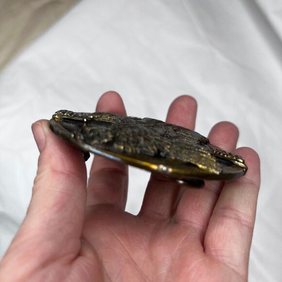 NRA Golden Eagles VTG Belt Buckle Brass USA Made Hunter National Rifle Assn - Picture 4 of 7